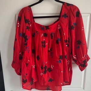 Apiece Apart Red Floral Women's Top